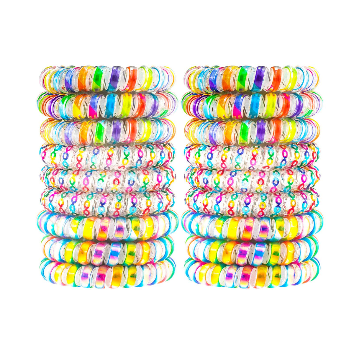 79STYLE 15pcs Spiral Hair Ties - Traceless Rainbow Plastic Ponytail Holders for Girls & Women