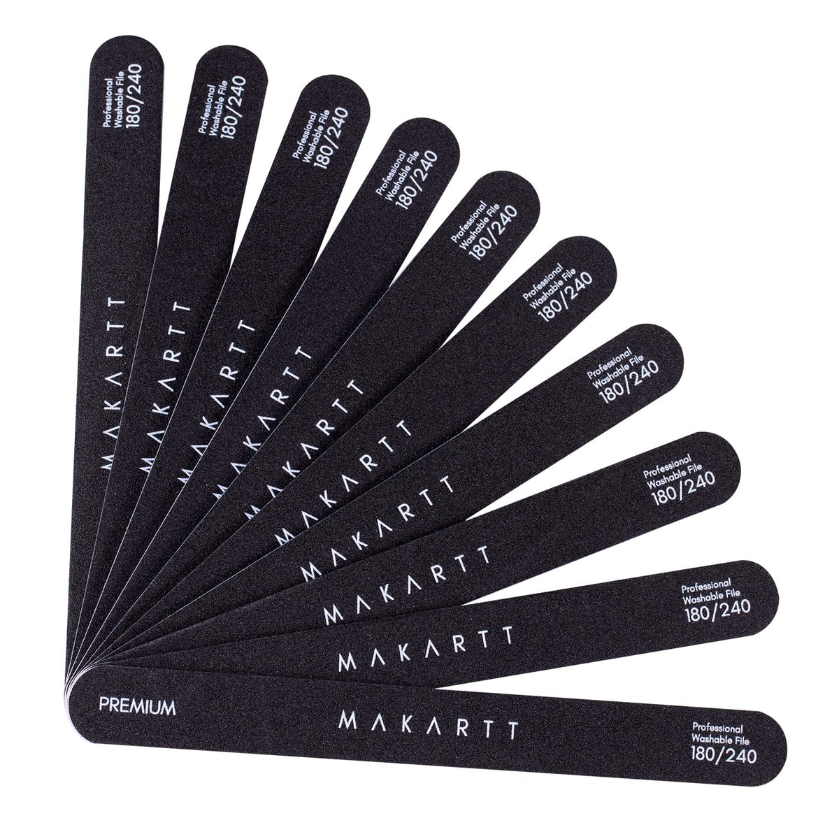 Makartt 10Pcs Nail File Kit - 180/240 Grit Emery Boards For Manicure & Pedicure, Washable