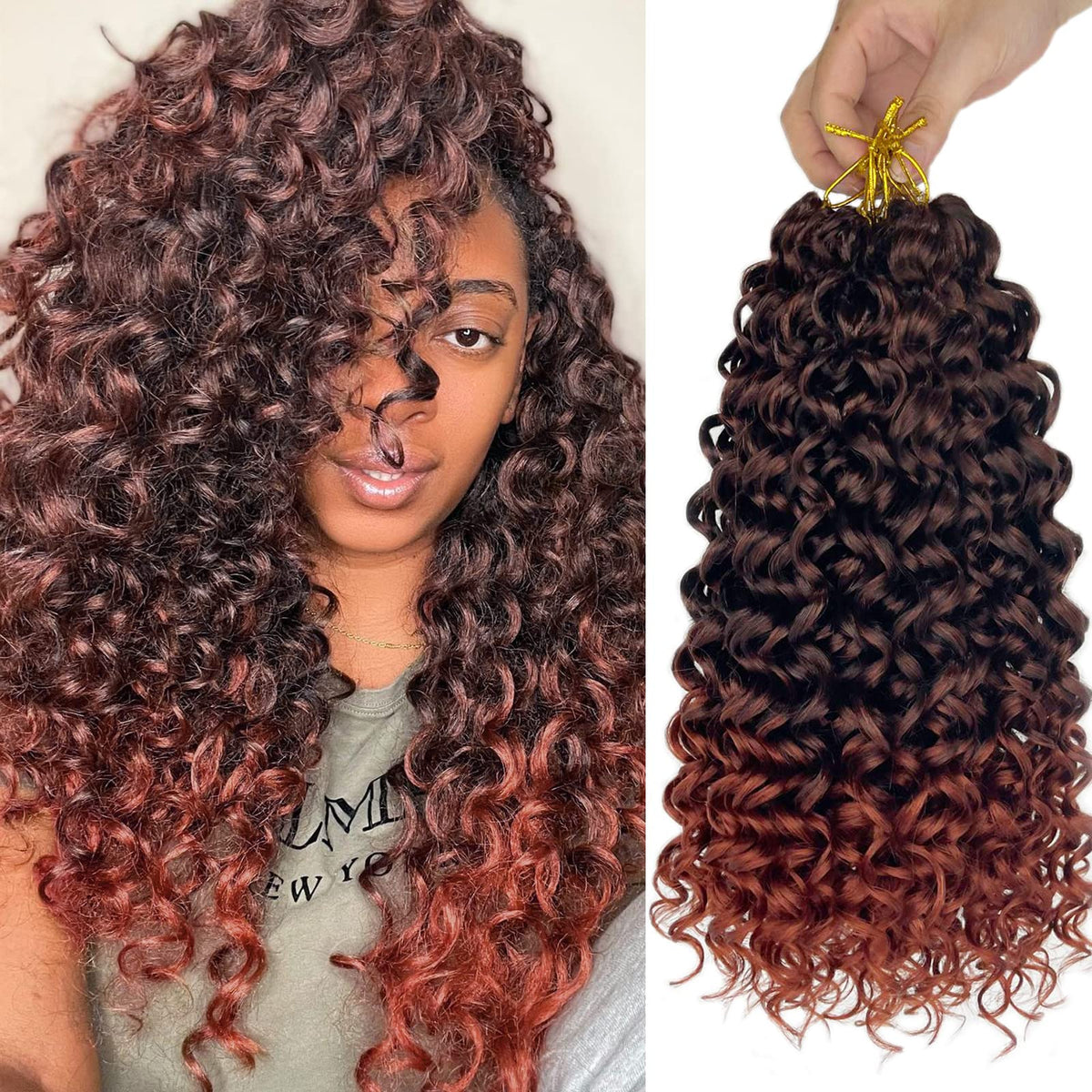 Vustbeauty Gogo Curl 18&quot; 8 Packs Ombre Ginger Copper Synthetic Crochet Hair For Black Women