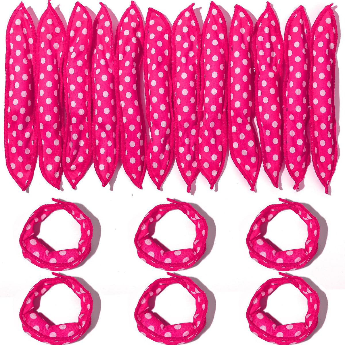 Syhood 48 Pcs Heatless Sponge Hair Rollers for Long Hair - Soft Foam Curlers with Cloth Cover, Hot Pink