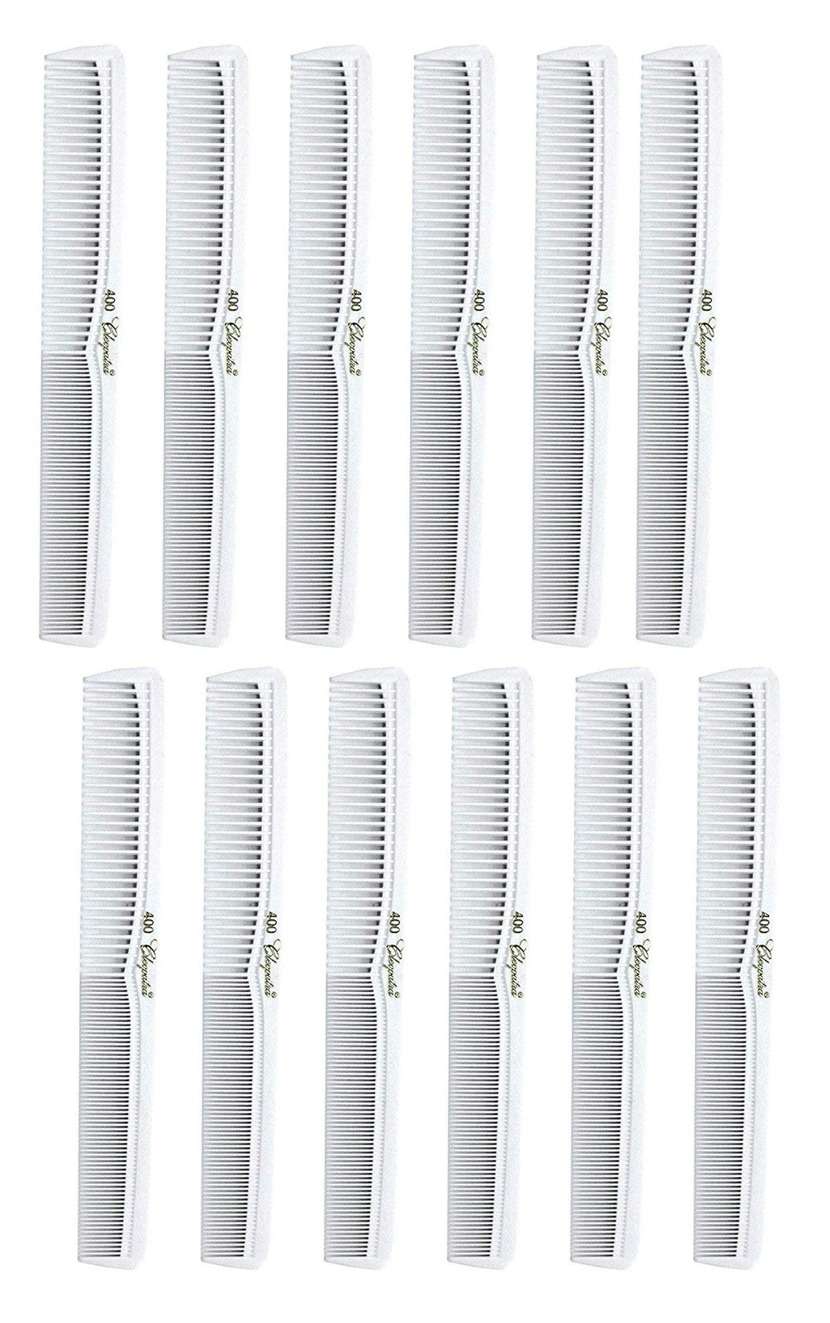 Krest 7 Inch All Purpose Hair Comb - White Barber & Hairstylist Cutting Combs (Pack of 12)