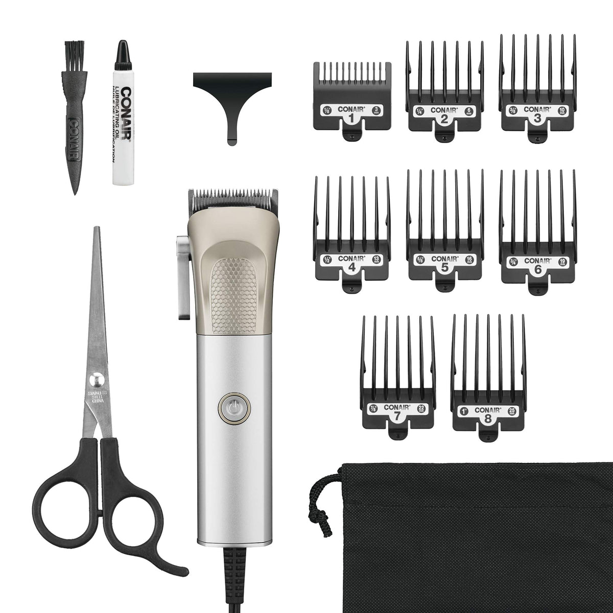 Conairman 13-Piece Hair Clipper Kit For Men - Professional Metalcraft Hair Cutting Tools