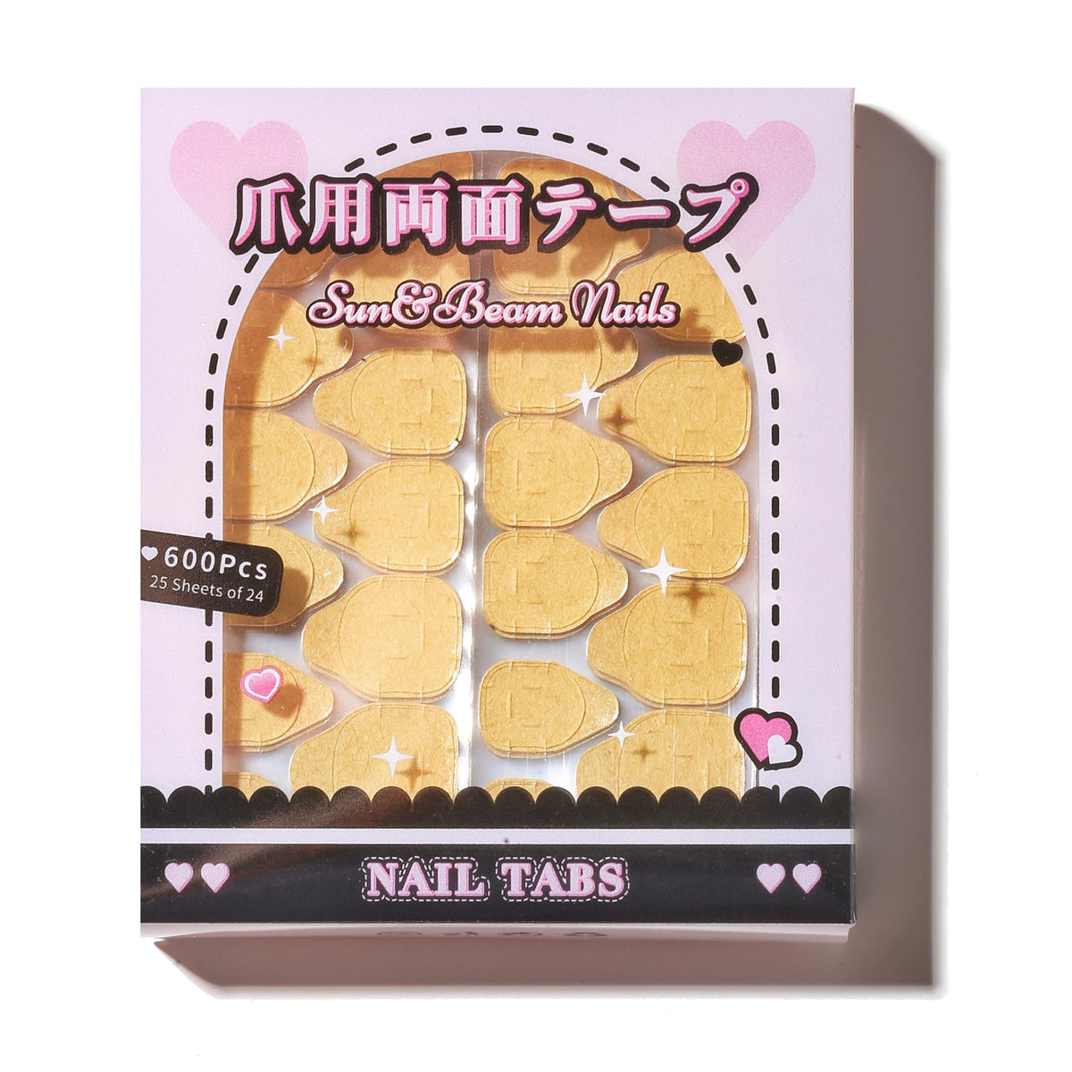 Sun&Beam Nails Adhesive Tabs - 25 Sheets, 600 Pcs Waterproof Double Sided Tape For Press-On Nails