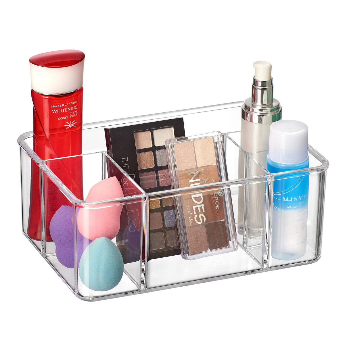 Amazing Abby Acrylic 5-Compartment Makeup Organizer - Clear Beauty Supply Holder For Vanity