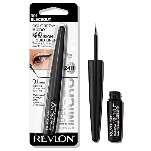 Revlon Colorstay Micro Easy Precision Liquid Eyeliner, Waterproof, Smudgeproof, 301 Blackout