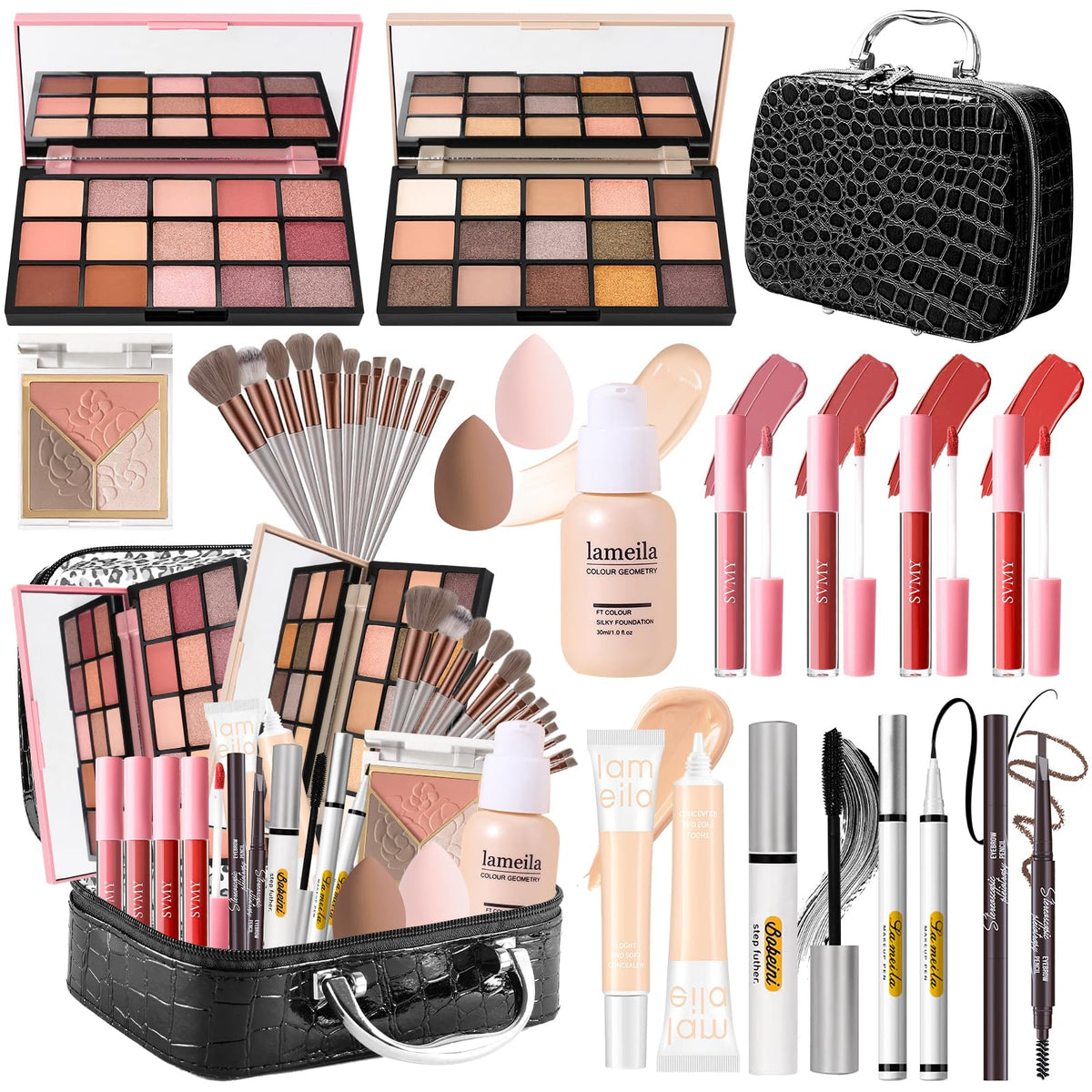 Pasnowfu Makeup Kit For Women - Complete Bundle With Eyeshadow, Blush, Lip Gloss & Concealer