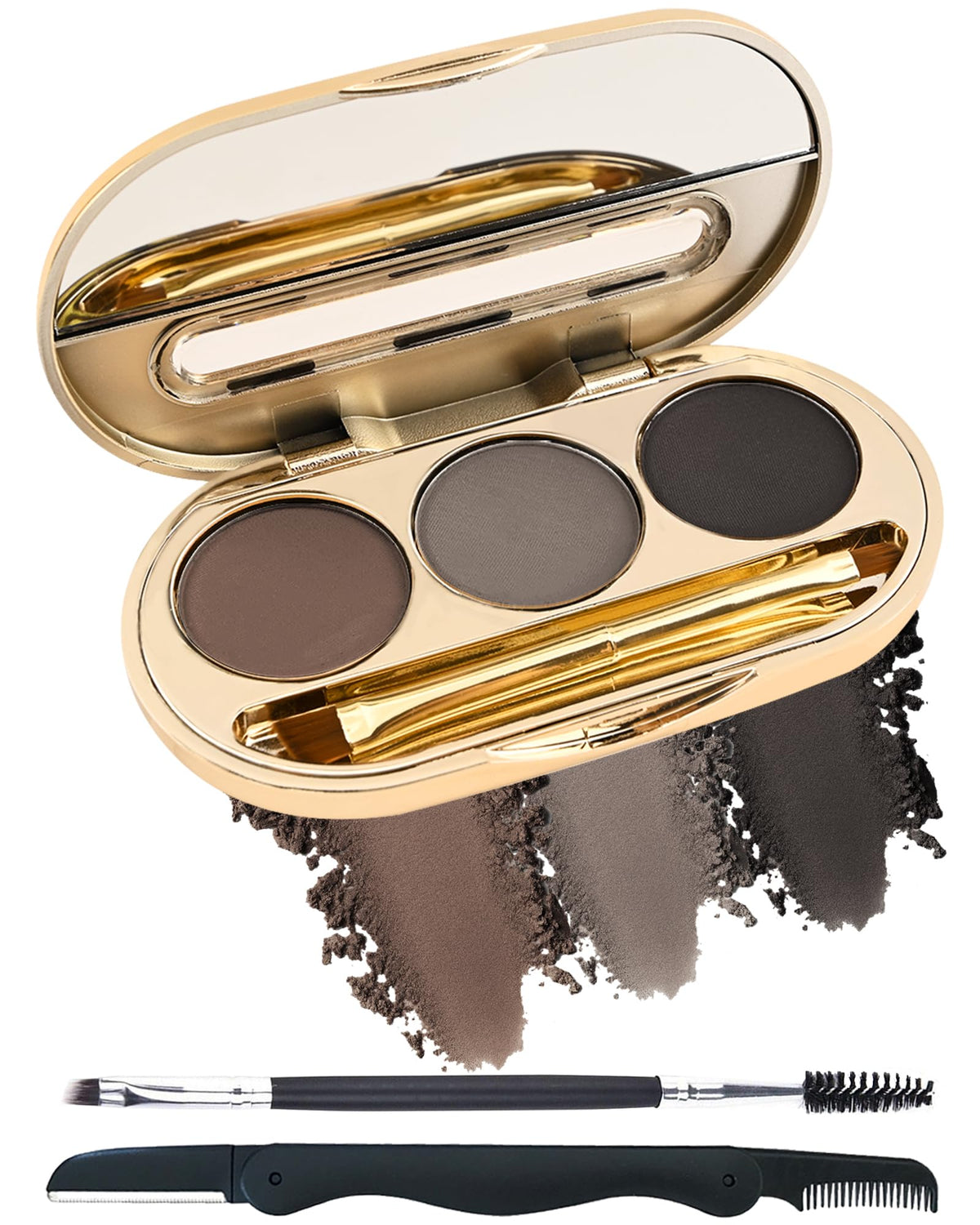 Lysdefeu Eyebrow Powder Kit - Waterproof Tinting Palette, 3 Colors For Defining & Enhancing Brows