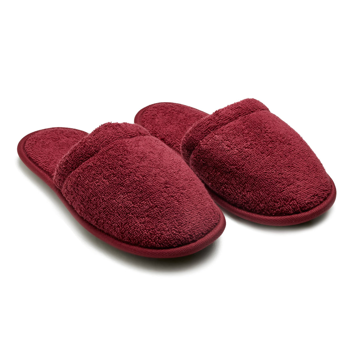 Arus Men'S Burgundy Cotton Slippers - Turkish Terry Cloth Spa & Bath, Medium Wide