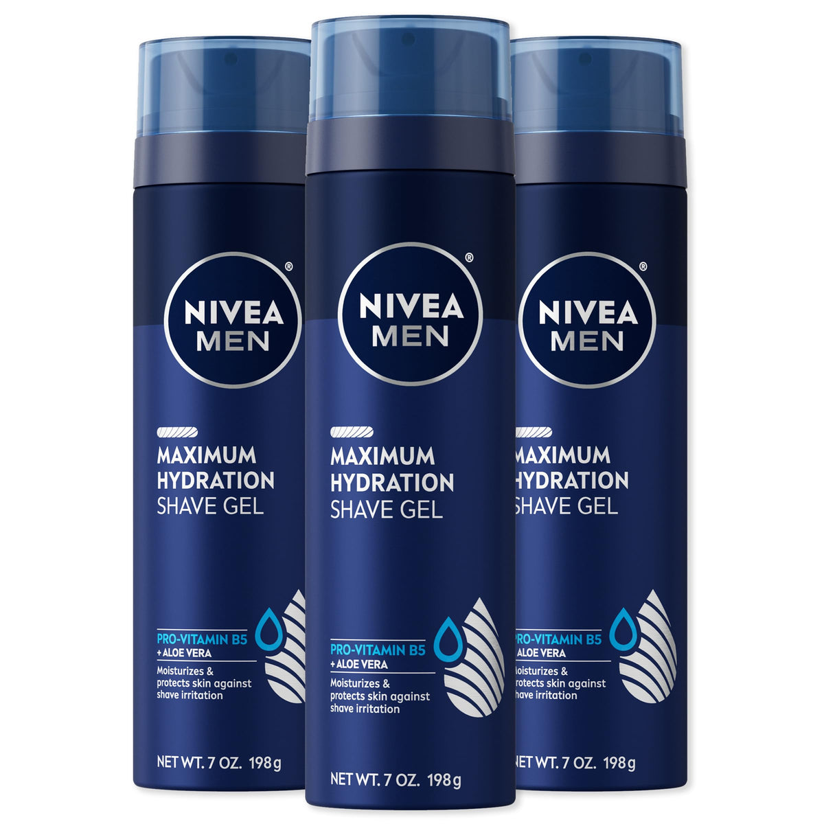 Nivea Men Maximum Hydration Shave Gel With Aloe Vera & B5, 3 Pack Of 7 Oz Cans