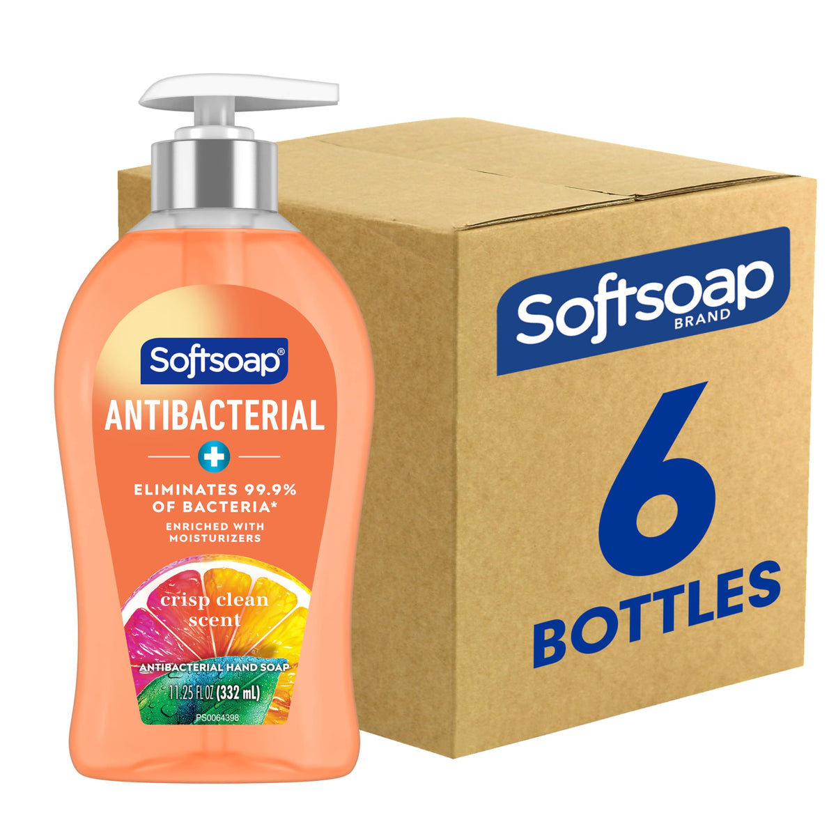 Softsoap Antibacterial Liquid Hand Soap, Crisp Clean, 11.25 Oz, 6 Pack