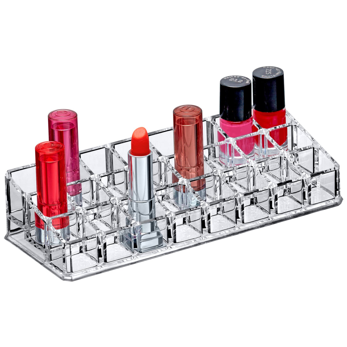 Amazing Abby 24-Slot Acrylic Lipstick Organizer - Clear Cosmetic Storage For Vanity & Drawer