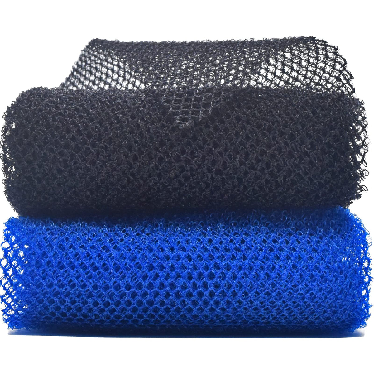 Superjpsor 2 Piece African Exfoliating Net Sponge - Black & Blue Body Scrubber For Shower & Bath