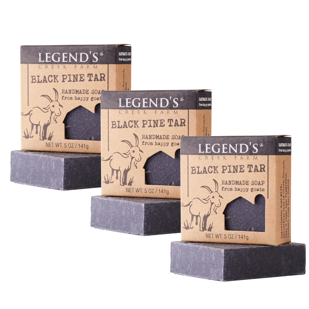 Legend'S Creek Goat Milk Soap - Cleansing & Moisturizing - 5 Oz Black Pine Tar, Pack Of 3