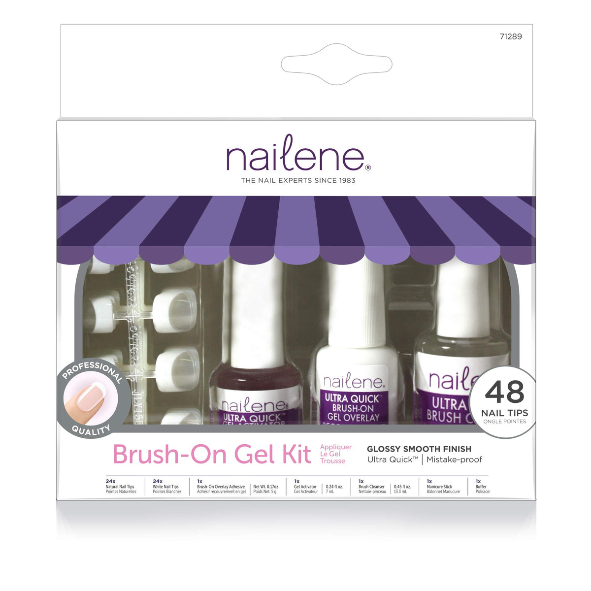 Nailene Ultra Quick Brush On Gel Kit - Clear Medium Nail Gel For Easy Application