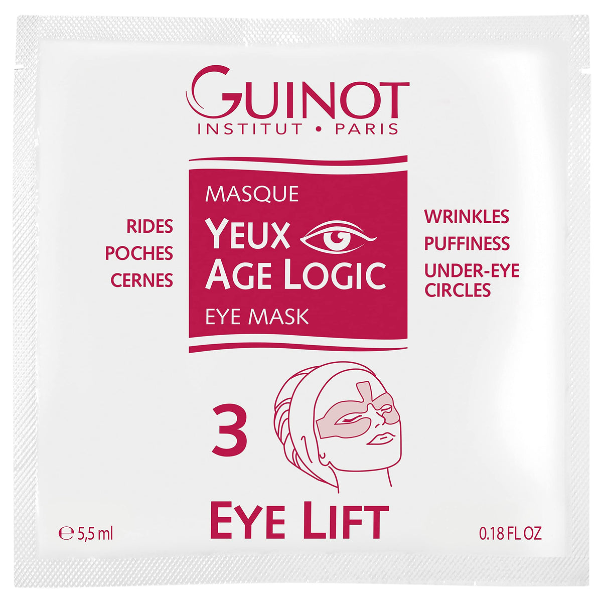 Guinot Age Logic Eye Mask - 4 Count, Anti-Aging Hydrating Treatment, 0.18 Fl Oz