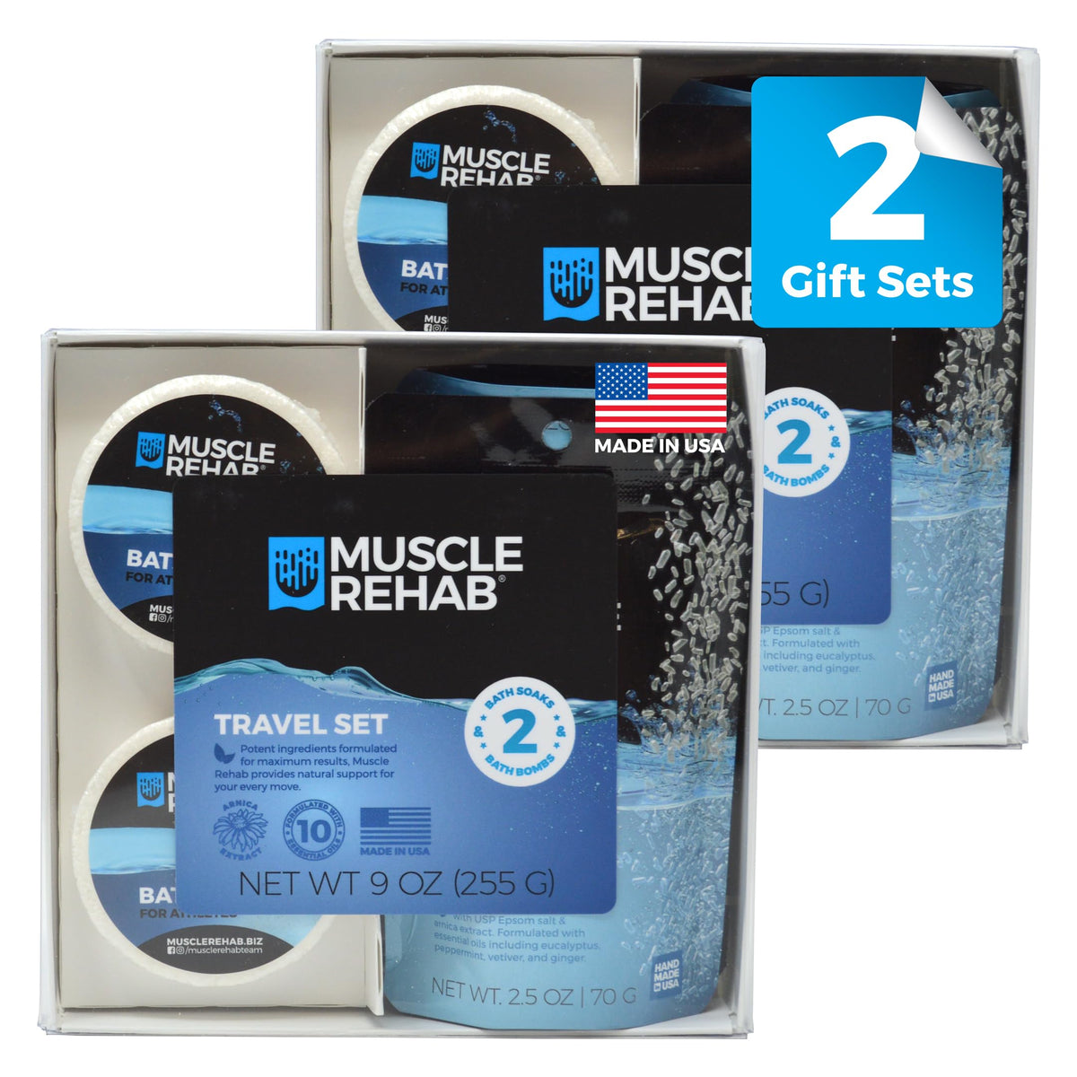 Muscle Rehab Sports Recovery Gift Set - Fast-Absorbing Muscle Soak Bath Bombs For Pain Relief