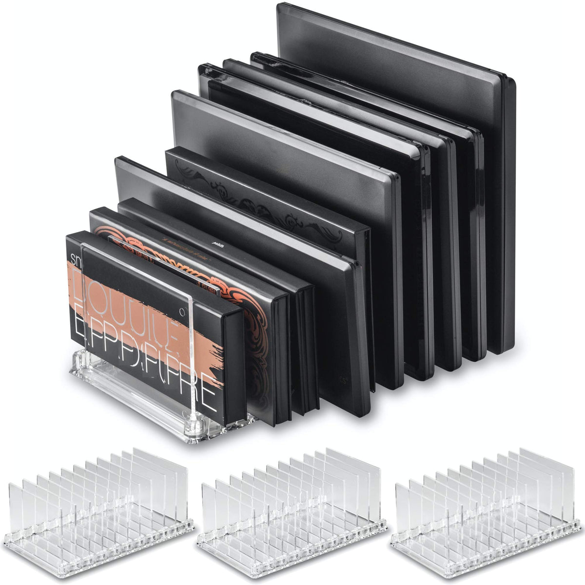 BY ALEGORY Clear Acrylic Makeup Organizer with Removable Dividers - 10 Space Eyeshadow Palette Case