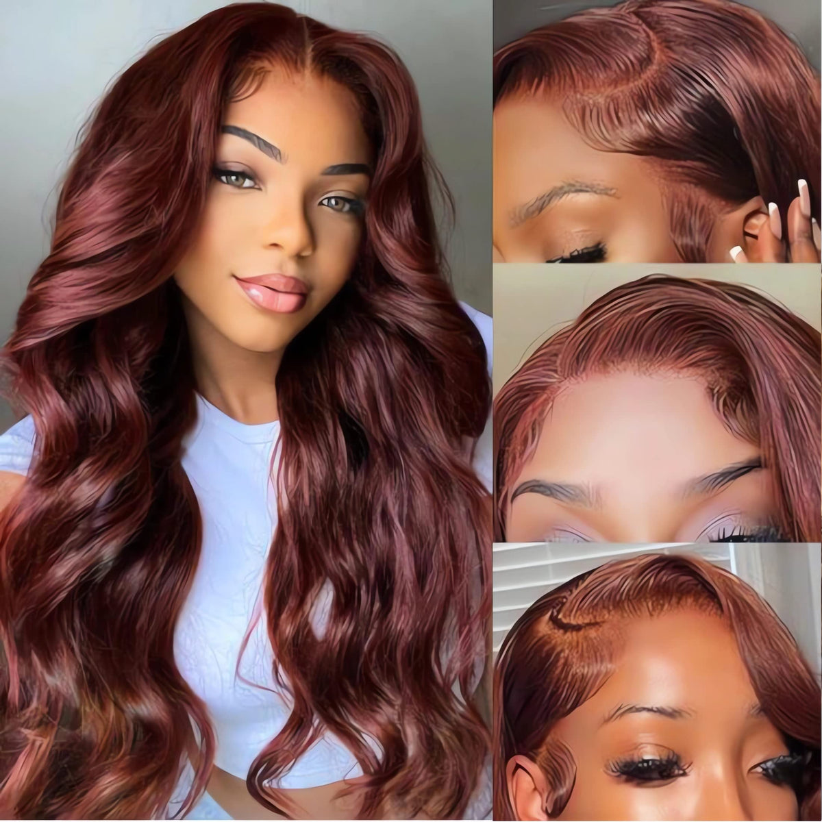 UNICE 5x5 HD Lace Closure Wig, Reddish Brown Body Wave, 180% Density, 16 Inch Human Hair