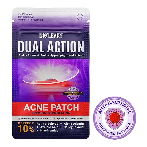 Bio'Leary Anti-Bacterial Pimple Patches - Fast Acne Treatment, Hydrocolloid, 72 Count