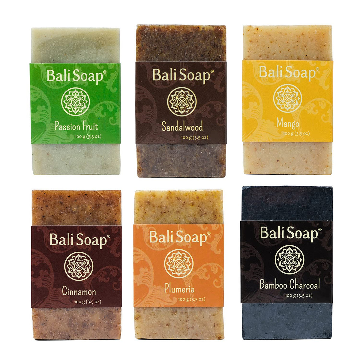 Bali Soap Orange Collection - 6 Natural Soap Bars Gift Set, 3.5 Oz Variety Pack