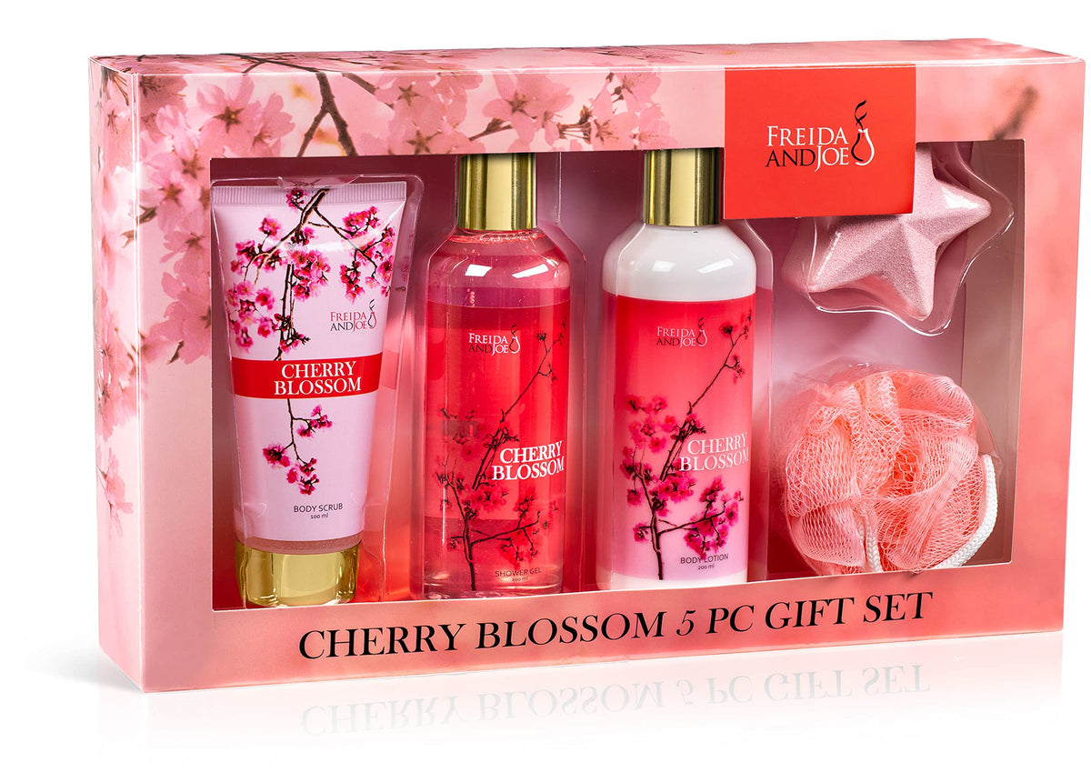 Freida And Joe Cherry Blossom Bath & Body Gift Basket – 5 Piece Set For Women