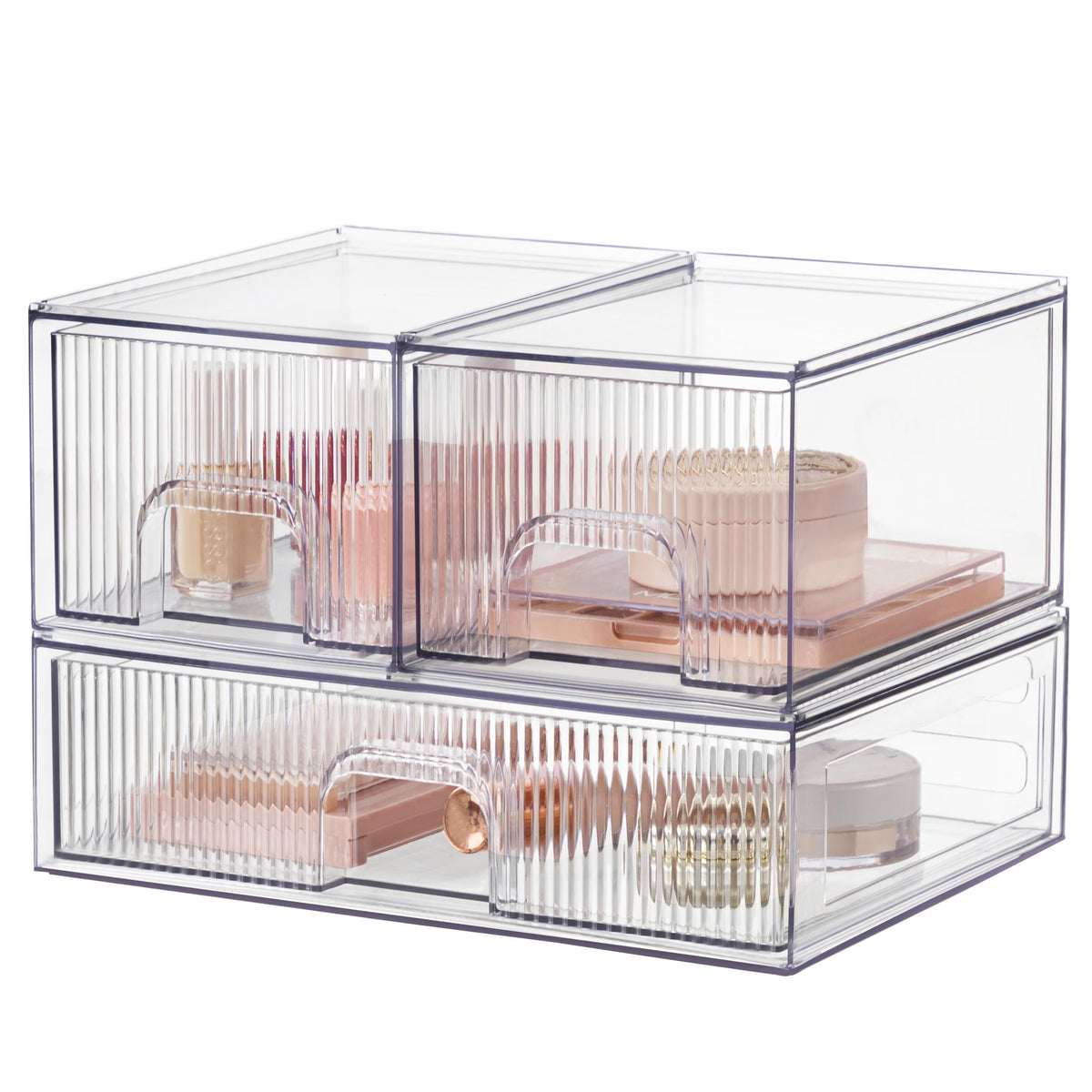 Hblife Stackable Clear Acrylic Storage Drawer Organizer - Set Of 3 For Makeup & Bathroom