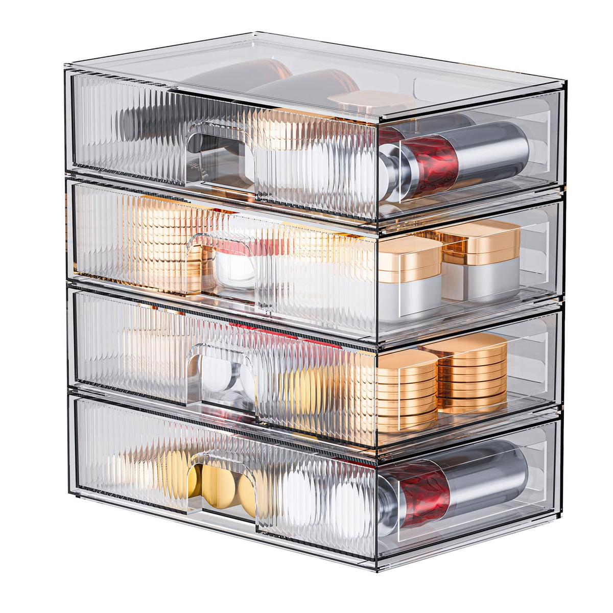 Zhiai 4-Piece Acrylic Stackable Storage Drawer For Cosmetics & Beauty Products