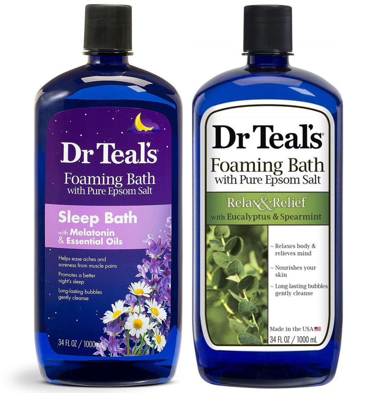 Dr Teal'S Foaming Bath Gift Set - Eucalyptus & Spearmint, Melatonin Sleep, 34Oz (2 Pack)