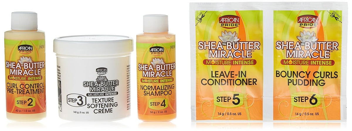 African Pride Shea Miracle Elongating System With Shea & Mango Butter For Curls - 1 Kit