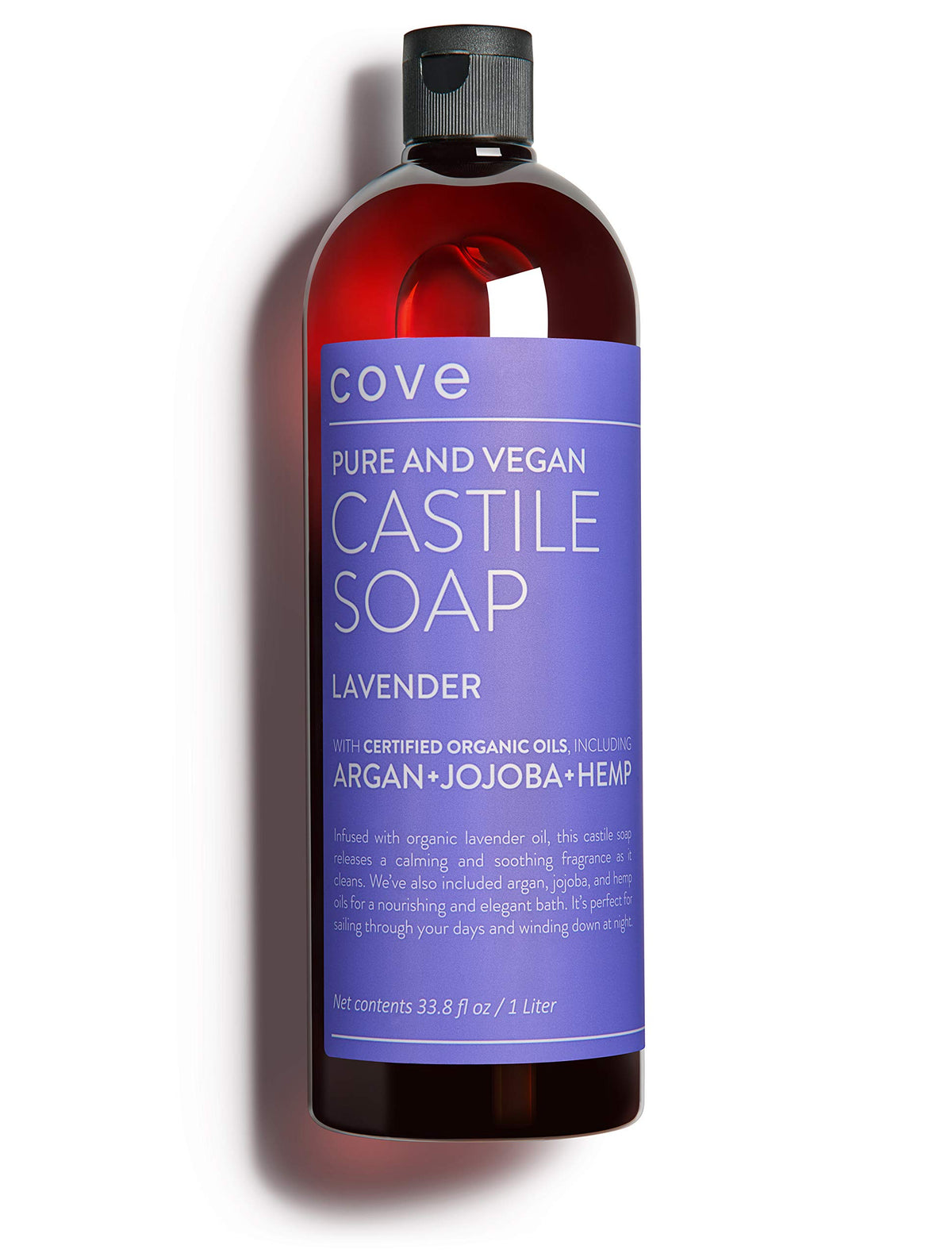 Cove Castile Soap Lavender - Organic Argan, Jojoba & Hemp Oils - 1 Gallon With Pump