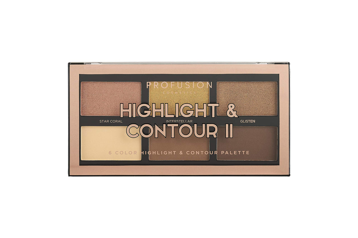 Profusion Cosmetics Mini Highlight & Contour Palette - Medium Dark, Long Lasting, Lightweight