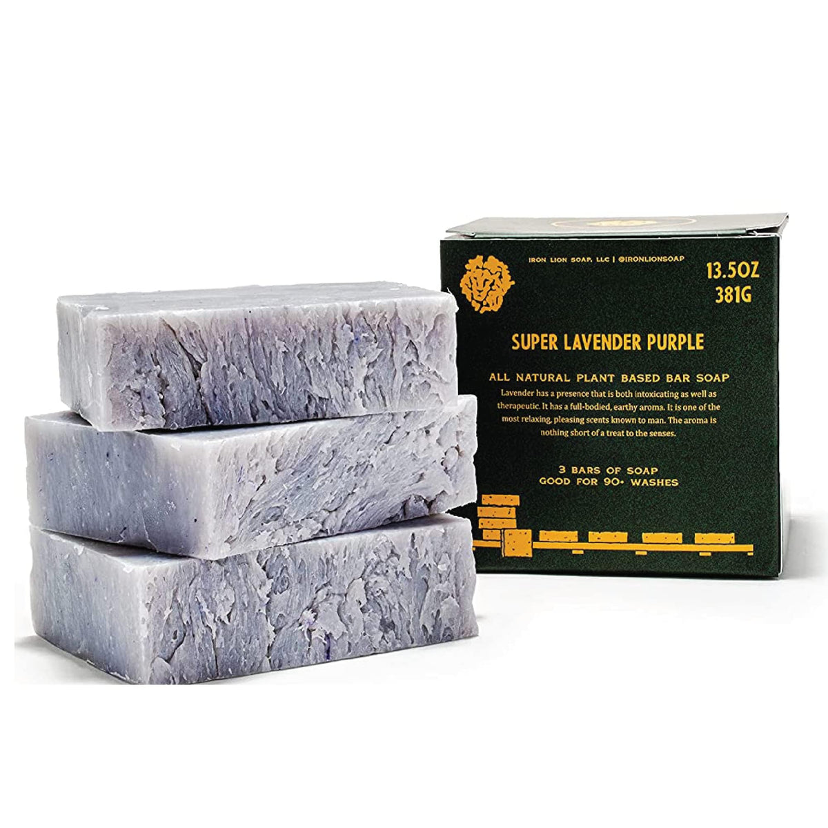 Iron Lion Soap Lavender Organic Soap Bar - All Natural, Handmade, 3 Pack, Usa Made