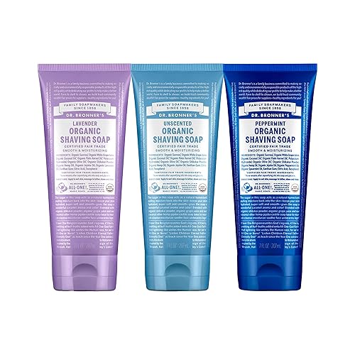 Dr. Bronner'S Organic Shaving Soap Variety Pack - Lavender, Unscented & Peppermint, 7 Oz (3 Count