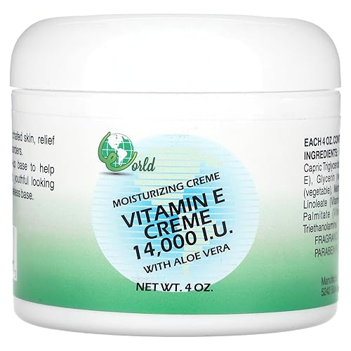 World Organic Vitamin E Cream 14000 Iu, 4 Oz - Moisturizing Skin Care For Healthy Radiance