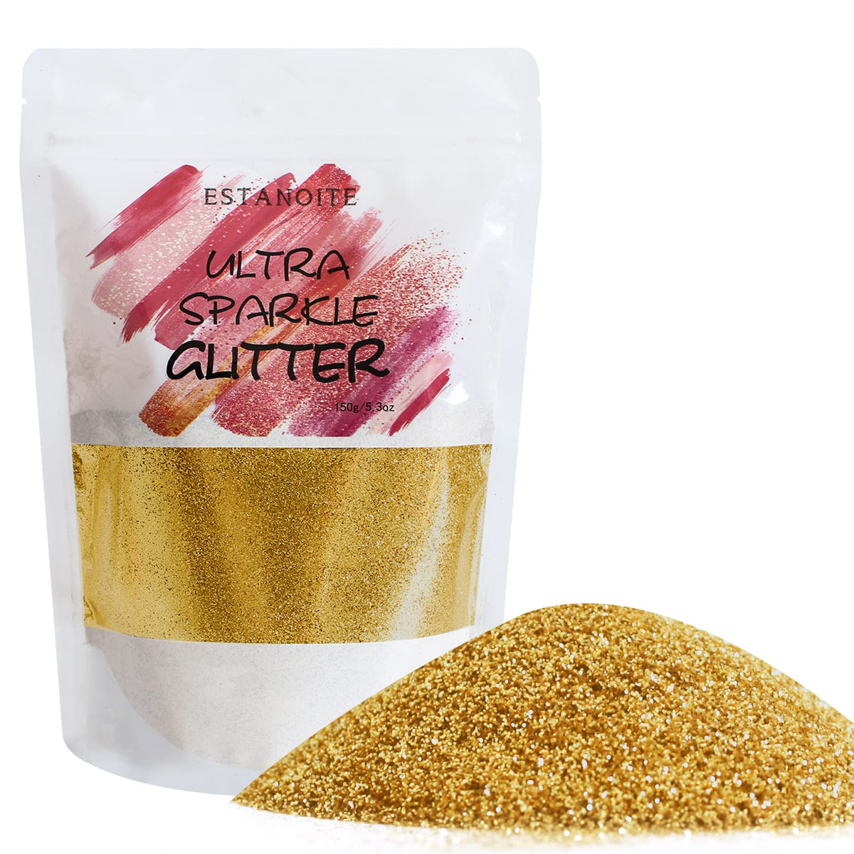 Estanoite 150g Holographic Ultra Fine Glitter Powder - Treasure Gold for Crafts, Makeup & Nail Art