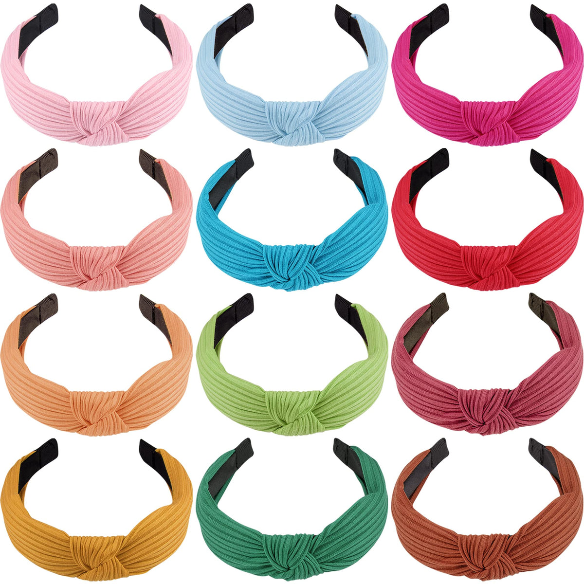 SIQUK 12 Pack Knotted Headbands for Women, Fashion Turban & Cross Knot - 12 Lively Colors