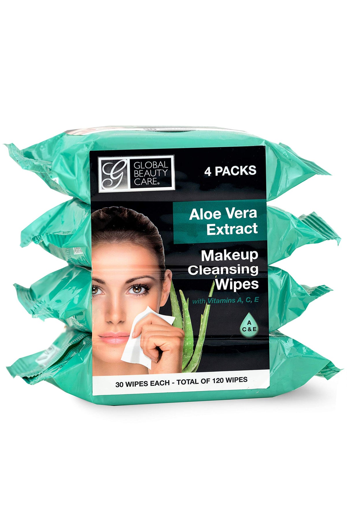 Global Beauty Care Aloe Vera Cleansing Makeup Removal Wipes - 120 Count (4-Pack)