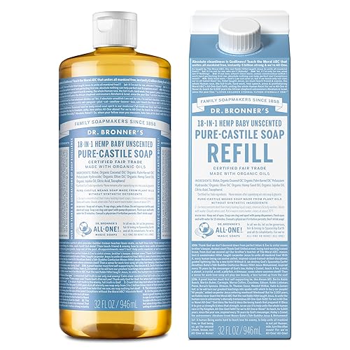 Dr. Bronner'S Pure-Castile Liquid Soap 32 Oz - Baby Unscented, 18-In-1 Uses, Eco