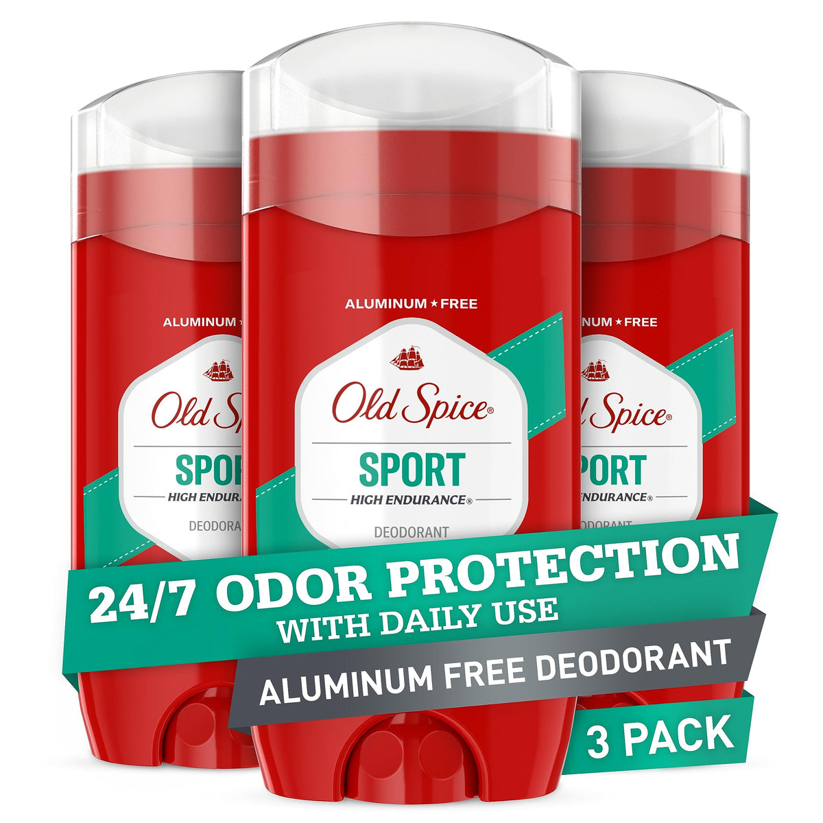 Old Spice High Endurance Sport Deodorant For Men, Aluminum Free, 3 Pack, 24/7 Odor Protection