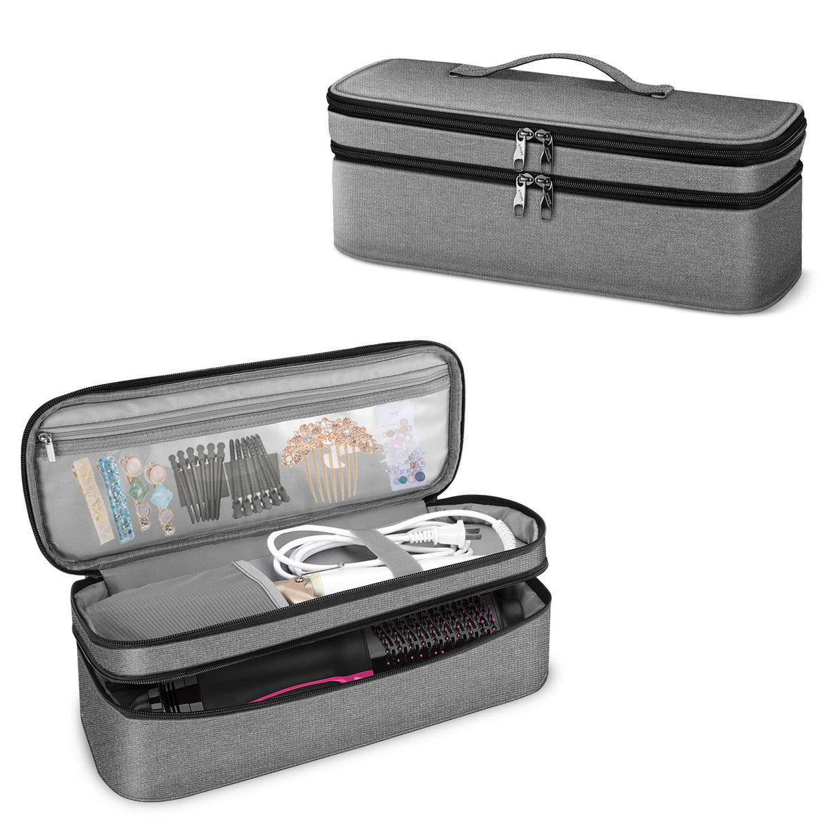 Sithon Double-Layer Travel Case For Revlon One-Step Dryer, Water Resistant, Gray, 15.2&quot; X 