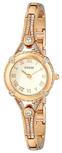 Guess Vintage Gold-Tone Crystal Bracelet Watch, Self-Adjustable Links, Model U0135L2