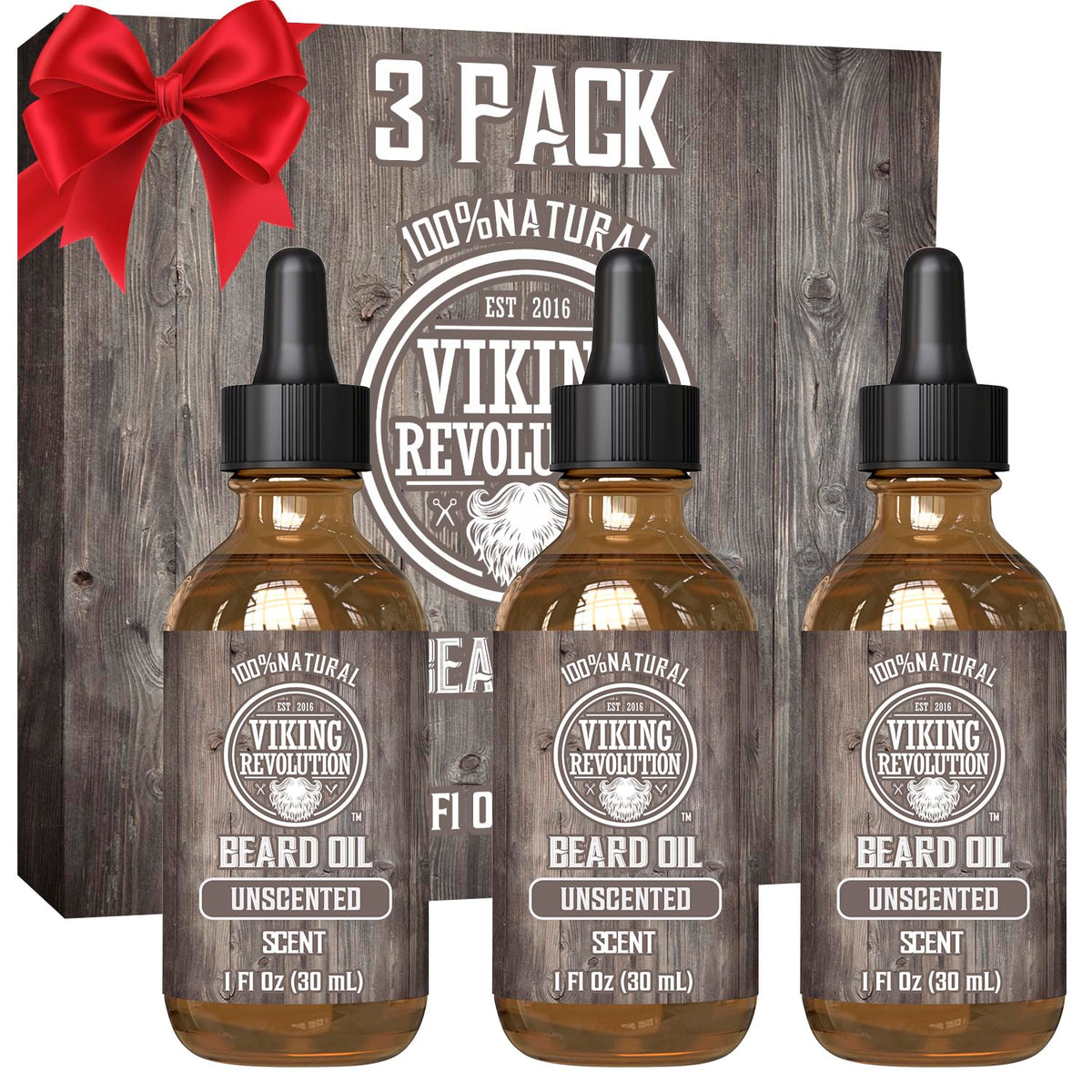 Viking Revolution Unscented Beard Oil For Men - Argan & Jojoba - 3 Pack, 3 Fl Oz