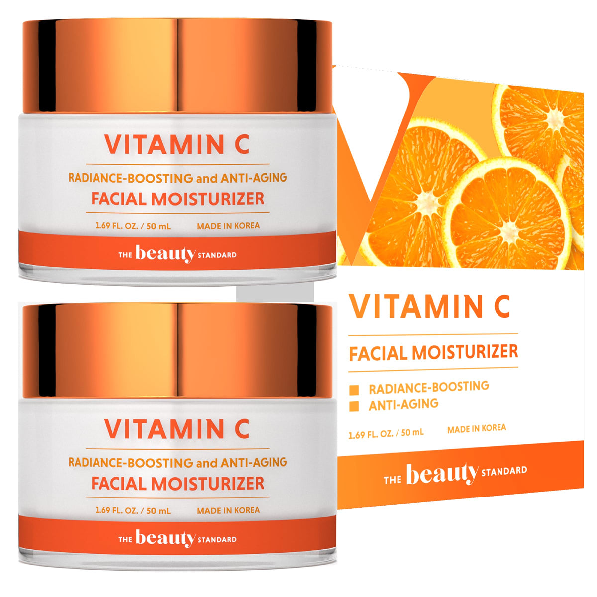 The Beauty Standard Vitamin C Facial Moisturizer 2 Pack - Hydrating, Anti-Aging, Cruelty-Free