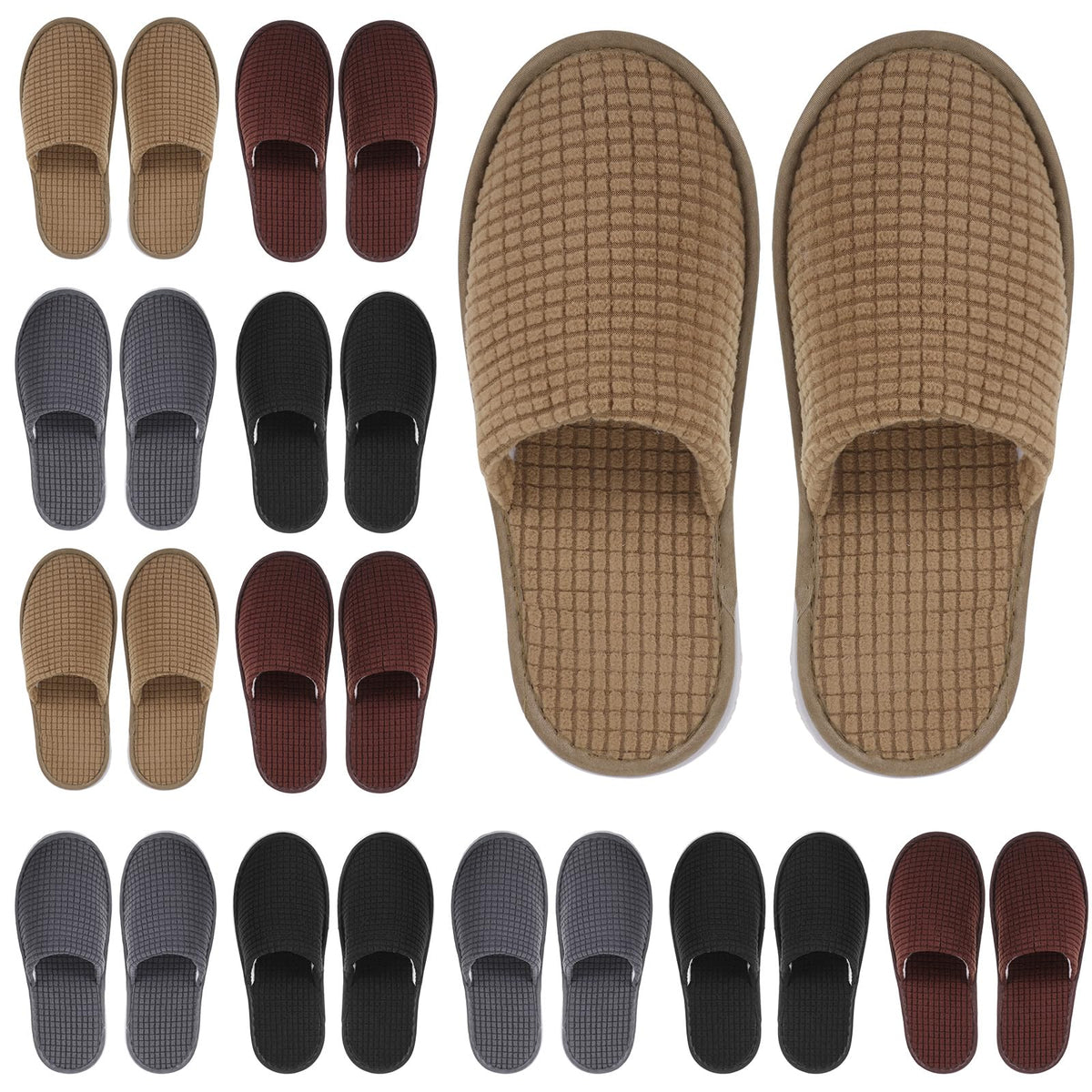 Geyoga 12 Pair Non-Slip Disposable Slippers For Travel & Home, Medium, Deep Color