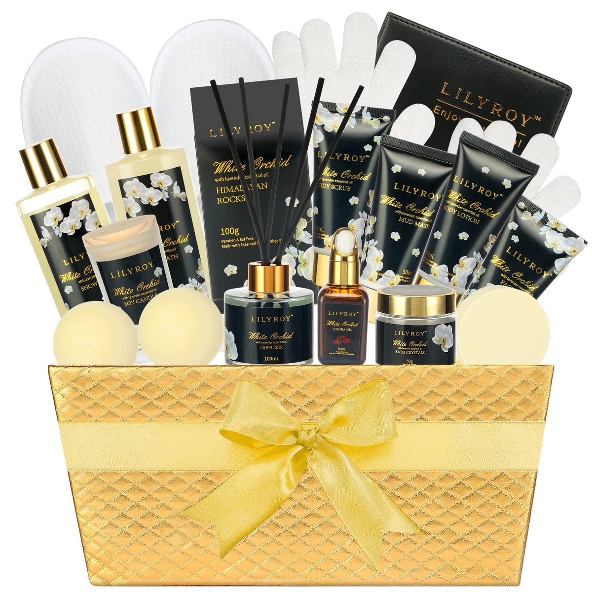 Lily Roy 18 Pcs Spa Gift Set - Valentine'S, Mother'S Day, Birthday Bath & Body Basket For Women