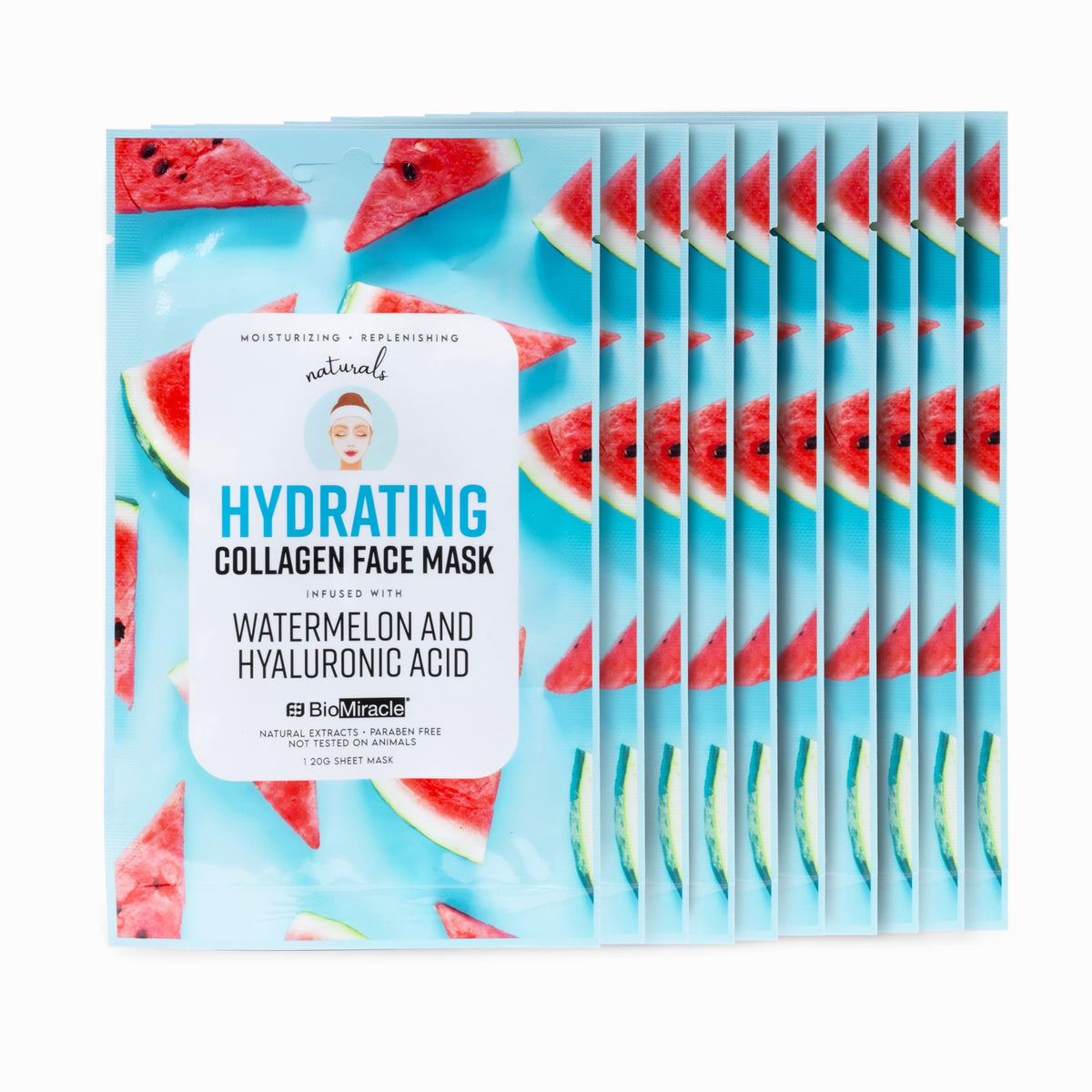 Biomiracle Hydrating Mask, Firming Collagen & Hyaluronic Acid, 10 Sheets - Paraben Free