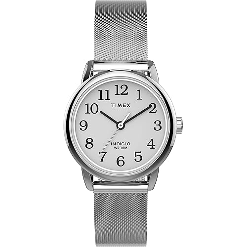 Timex Women'S Easy Reader 25Mm Silver-Tone Watch With White Dial And Stainless Steel Bracelet