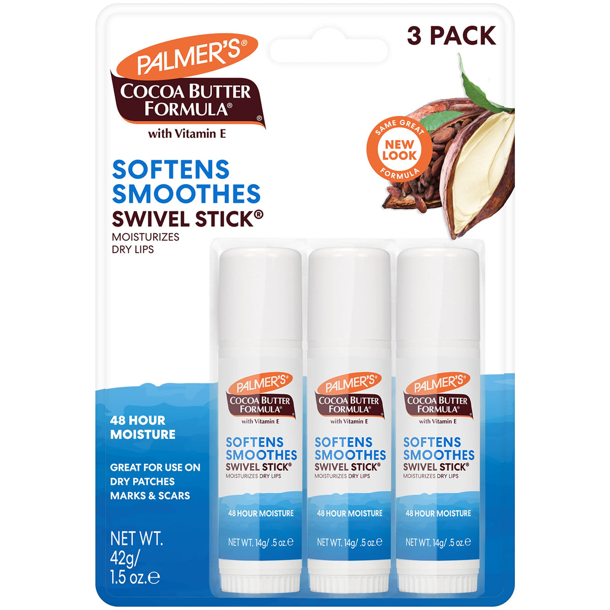 Palmer'S Cocoa Butter Formula Moisturizing Swivel Stick, Lip Balm For Dry Skin, 3 Count