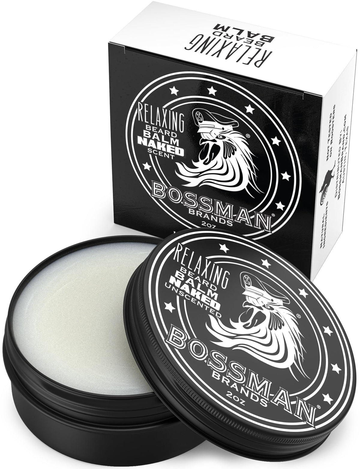 Bossman Beard Balm - Relaxer, Thickener & Softener - Naked Scent, 2Oz Beard Care