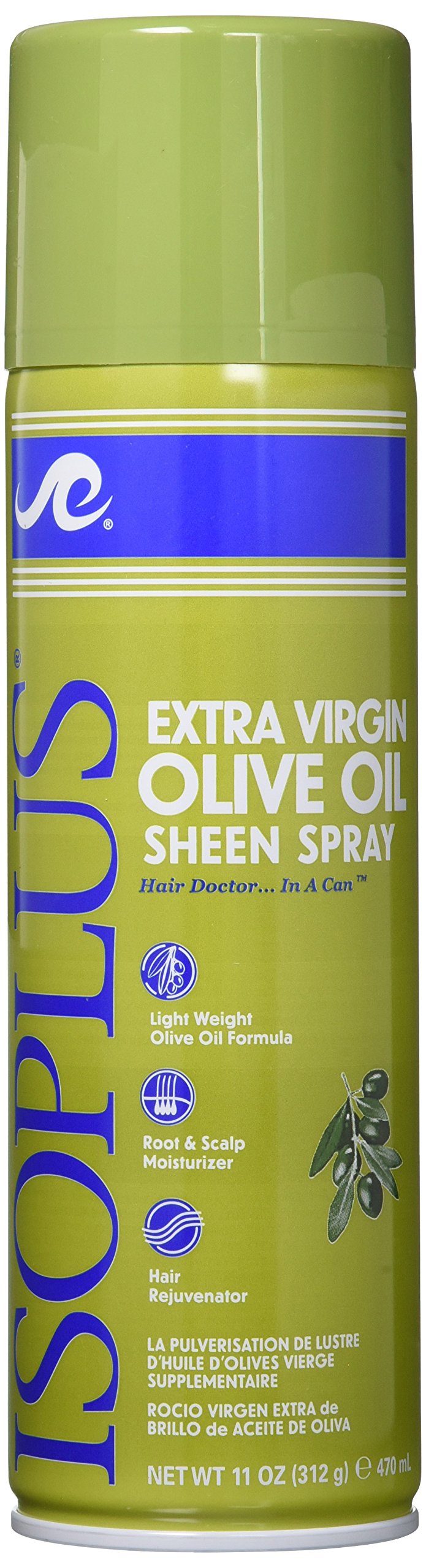 Isoplus Extra Virgin Olive Oil Sheen Spray - 11 Oz Aerosol For Healthy, Shiny Hair